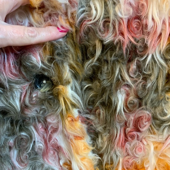 NEW Free People Cardi Plaid long fuzzy swirly coat, Large - Picture 7 of 9